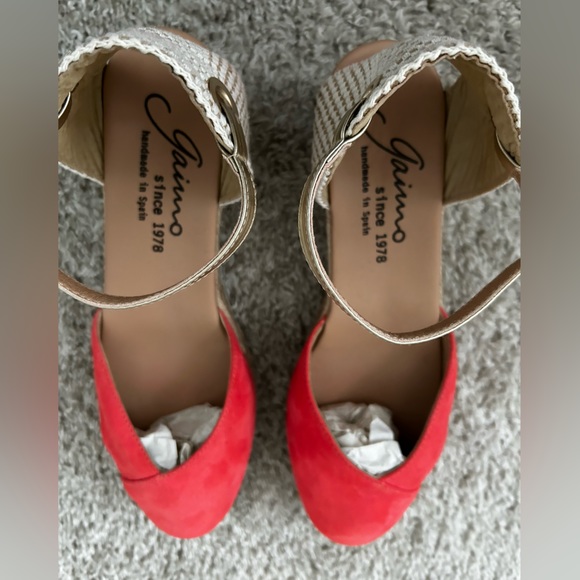 Gaimo Women’s Obi Espadrille Wedge Sandal Sz 40/9 Salmon Suede Round Closed Toe - Picture 2 of 11